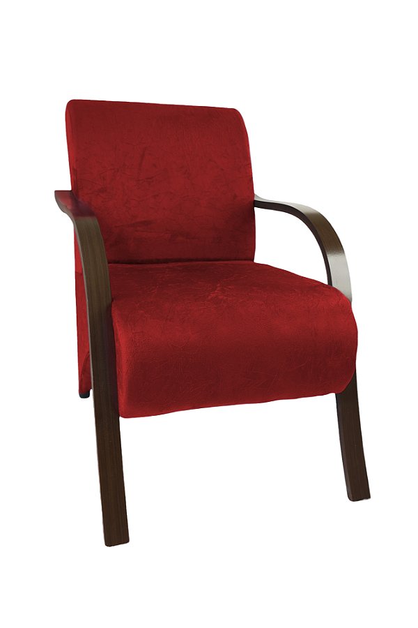 Poltrona Decorativa Com Braços em Madeira Para Sala, Recepção e Escritórios - Vermelho