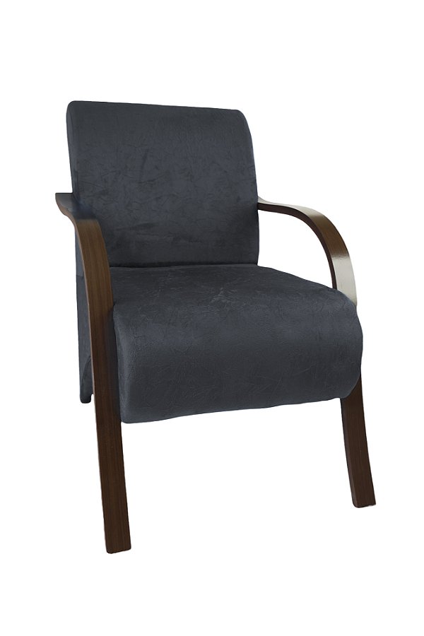 Poltrona Decorativa Com Braços em Madeira Para Sala, Recepção e Escritórios - Veraval