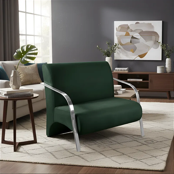 Poltrona Namoradeira 2 Lugares Com Braços em Alumínio Para Sala, Recepção e Escritórios - Verde