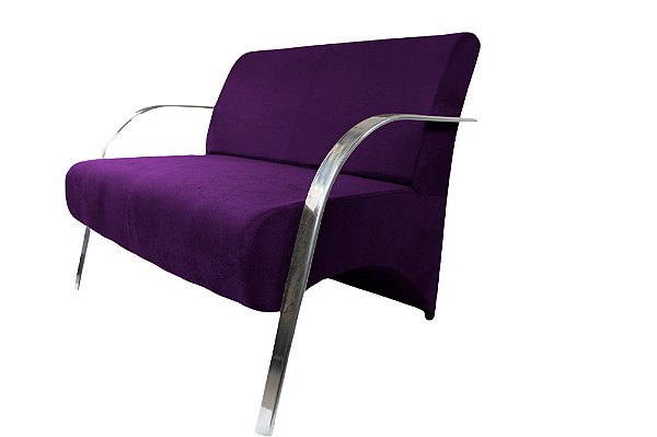 Poltrona Namoradeira 2 Lugares Com Braços em Alumínio Para Sala, Recepção e Escritórios - Roxo