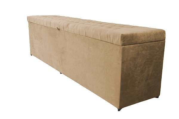 Puff Baú Julia 140 cm Para Cama de Casal Box Padrão – Bege Escuro