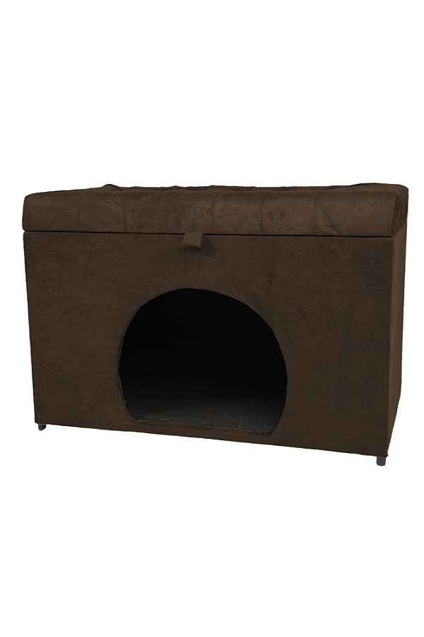Puff Pet Baú Estofado para Cachorro e Gato - Marrom