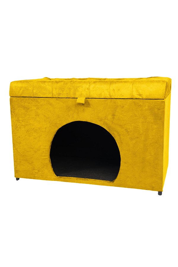 Puff Pet Baú Estofado para Cachorro e Gato - Amarelo