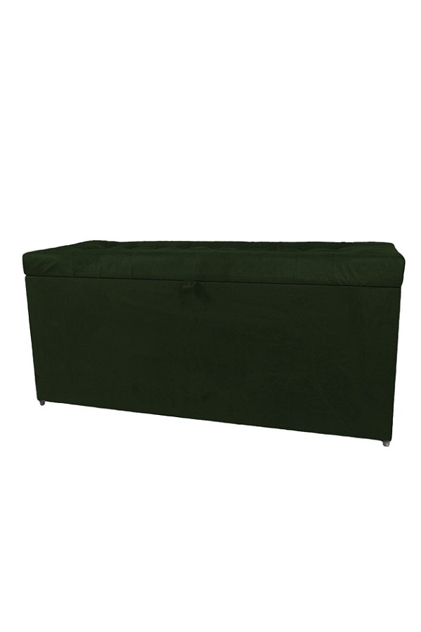 Puff Baú Estofado Retangular 1 Metro Para Sala, Quarto e Recepção - Verde
