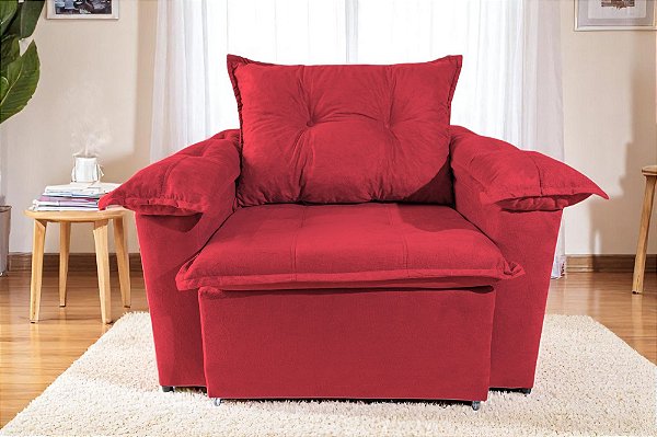 Poltrona Paris Retrátil 1 Lugar Braço De Pillow Vermelha