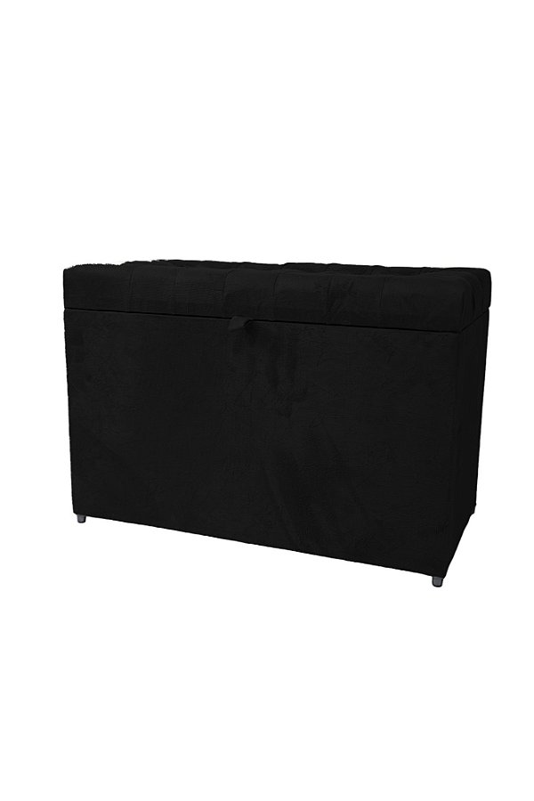 Puff Baú Retangular Estofado Com Pistão á Gás Para Sala, Quarto e recepção - Preto