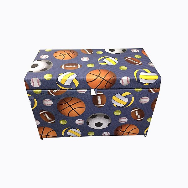 Puff Baú Retangular Infantil Guarda Brinquedos Com Pistão á gás - Bola