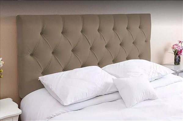 Cabeceira painel capitonê para cama box Queen Size 1,60 cm - Bege escuro