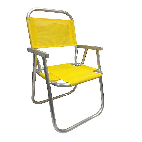 Cadeira alta de praia, piscina, pesca entre outros - 100% alumínio - Amarelo