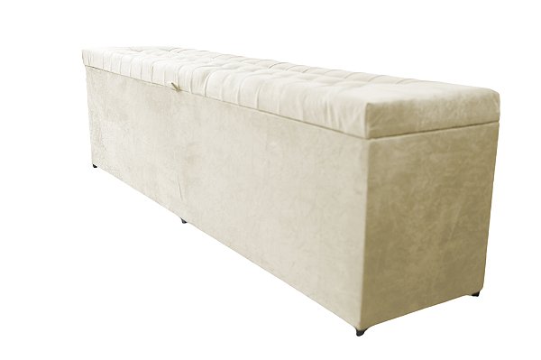 Puff Baú Laís 160 cm Para Cama de Casal Queen Size - Creme