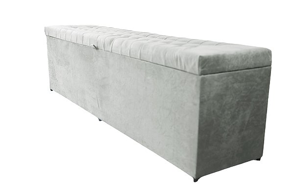 Puff Baú Laís 160 cm Para Cama de Casal Queen Size - Cinza Claro