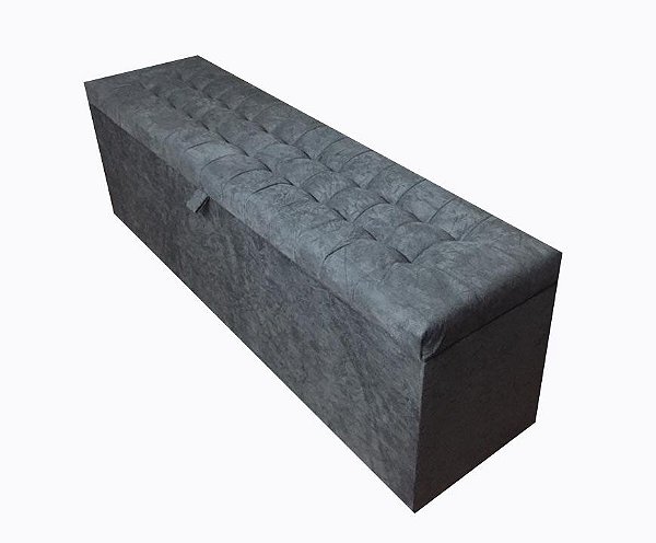 Puff Baú Laís 160 cm Para Cama de Casal Queen Size - Cinza Escuro