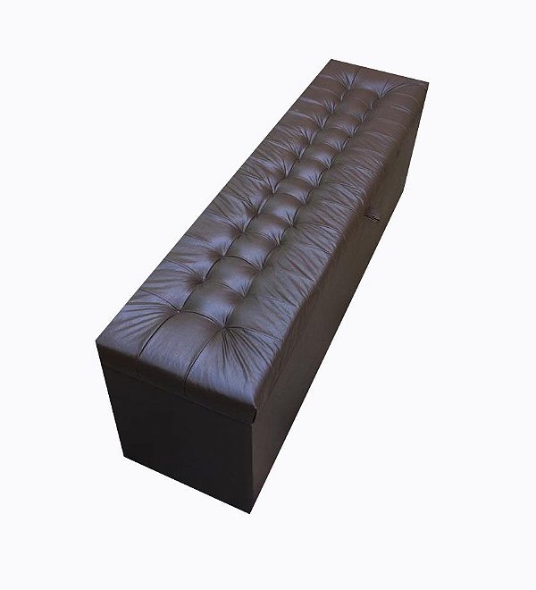 Puff Baú Laís 160 cm Para Cama de Casal Queen Size - Marrom Corino