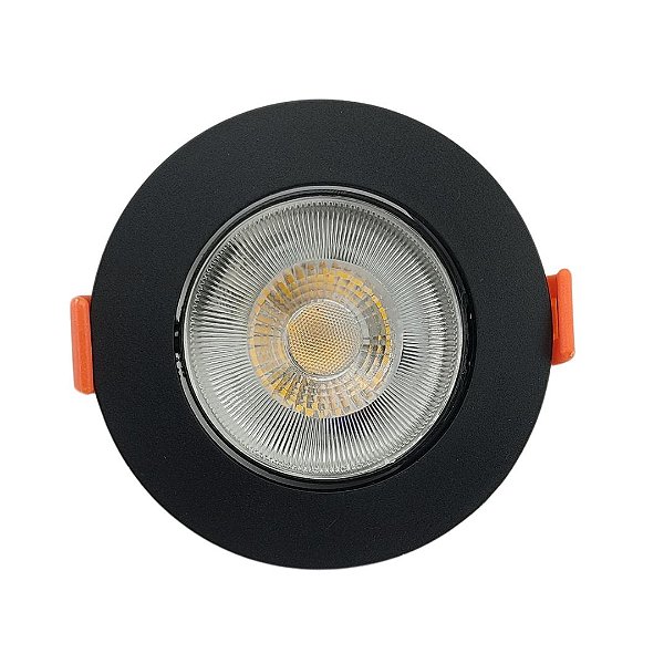 Spot Easy Led Redondo Preto 7W Luz Branca Quente 3k