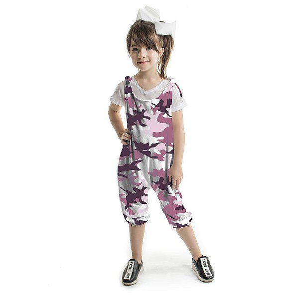 Macacão Infantil de Amarar Camuflado Lilás