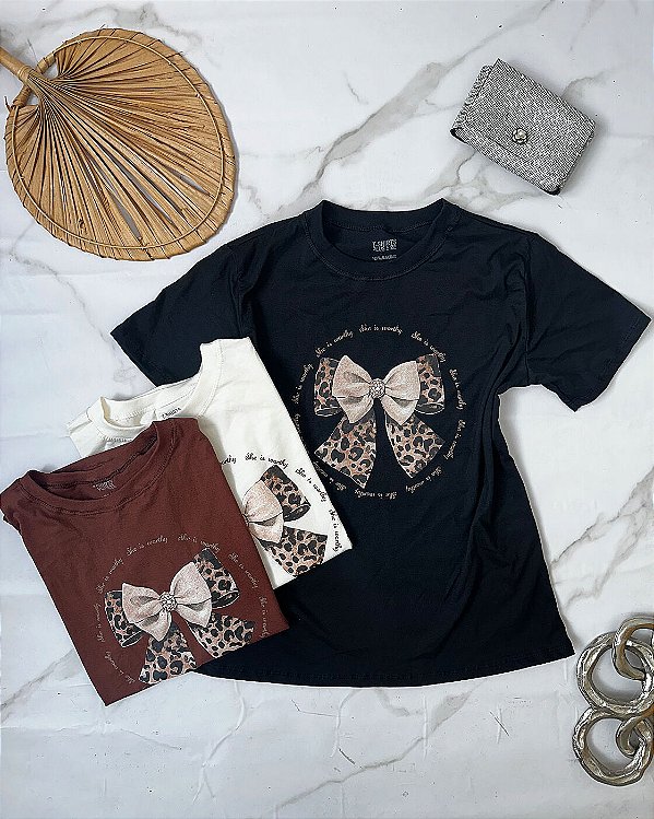 T-shirt Plus laço onça