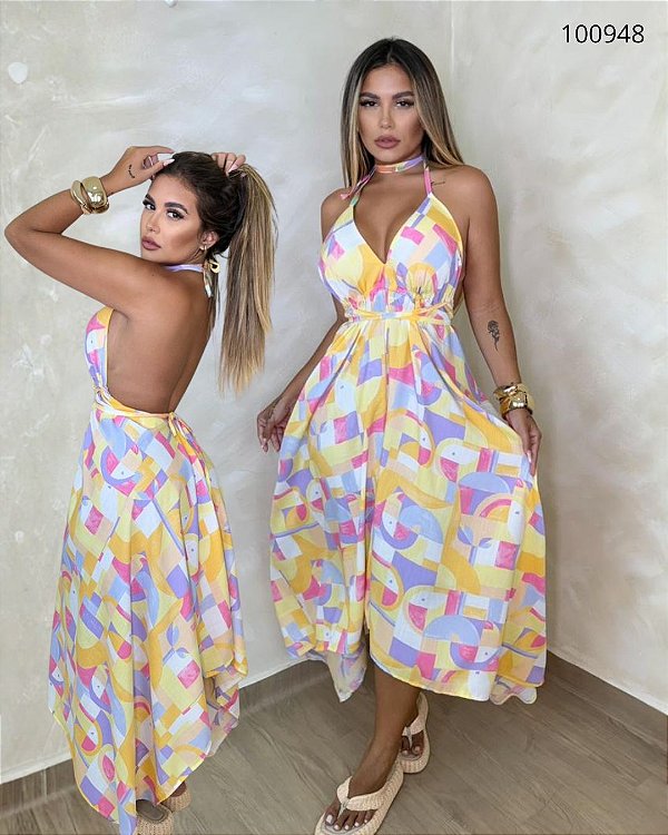 Vestido Indiano Fluido Estampado