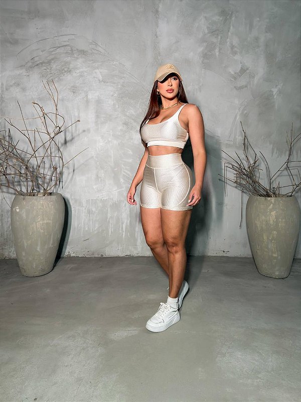 Conjunto Fitness Lara Off-White Feminino