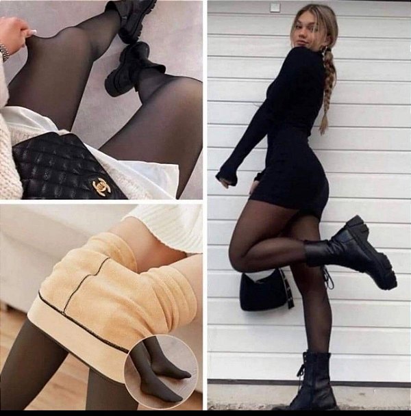 Meia Calça Pelúciada Feminina Preta