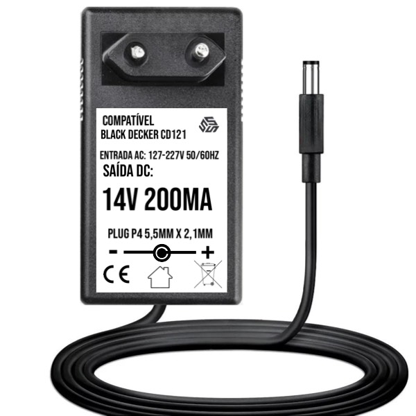 Carregador Para Parafusadeira Black & Decker Cd121 14v 200ma
