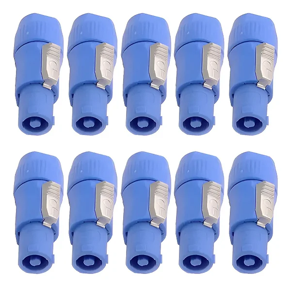 Kit Com 10 Plug Conector Powercom Macho Azul Ac 3 Polos 20a