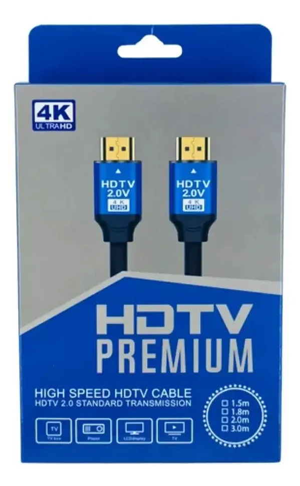 Cabo Hdmi 2.0 2,0 Metros 4k Blindado - Conectores 24k Gold