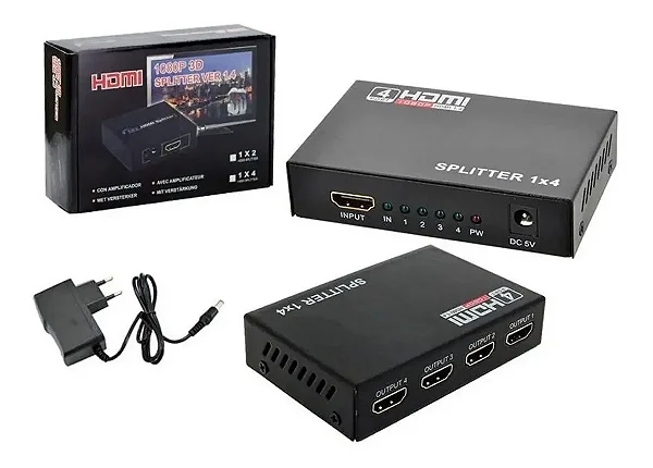 Splitter Hdmi 1x4 Full Hd 3d 4k Divisor Duplicador Sinal