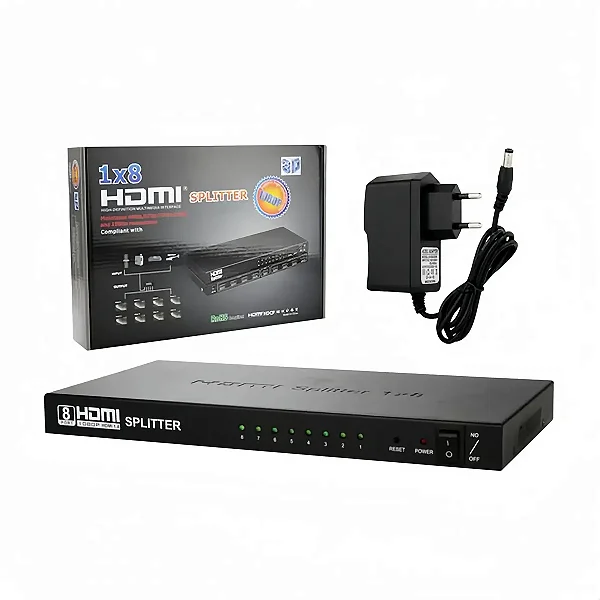 Splitter Hdmi 1x8 Full Hd 3d 4k Divisor Duplicador Sinal