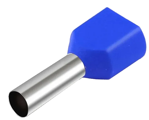 Terminal Tubular Ilhos Duplo 2,5mm Te2510 Pre Isolado (Kit com 100 peças)