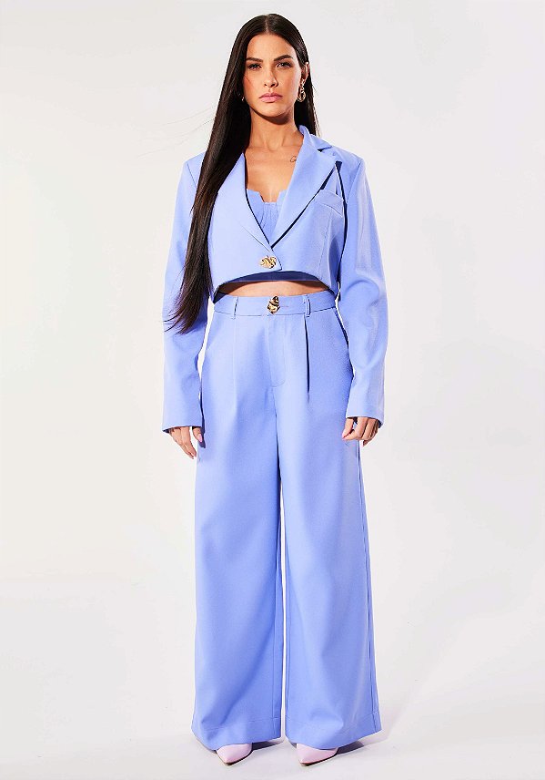 Blazer Cropped Manga Longa