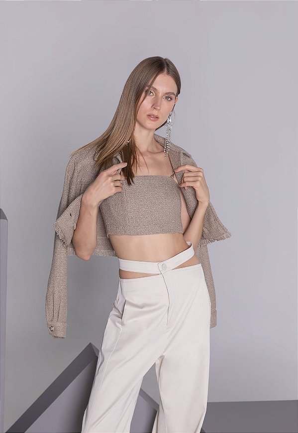 Top Tweed com Alça Corrente