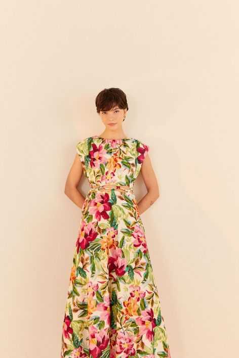 VESTIDO CROPPED FLORAL PINTADO