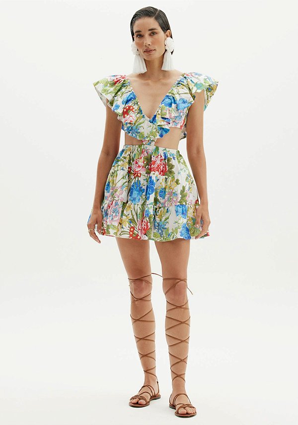 VESTIDO CURTO COM BABADOS