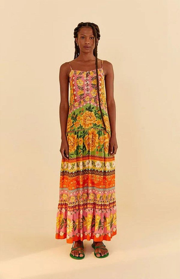 Vestido longo estampado flori
