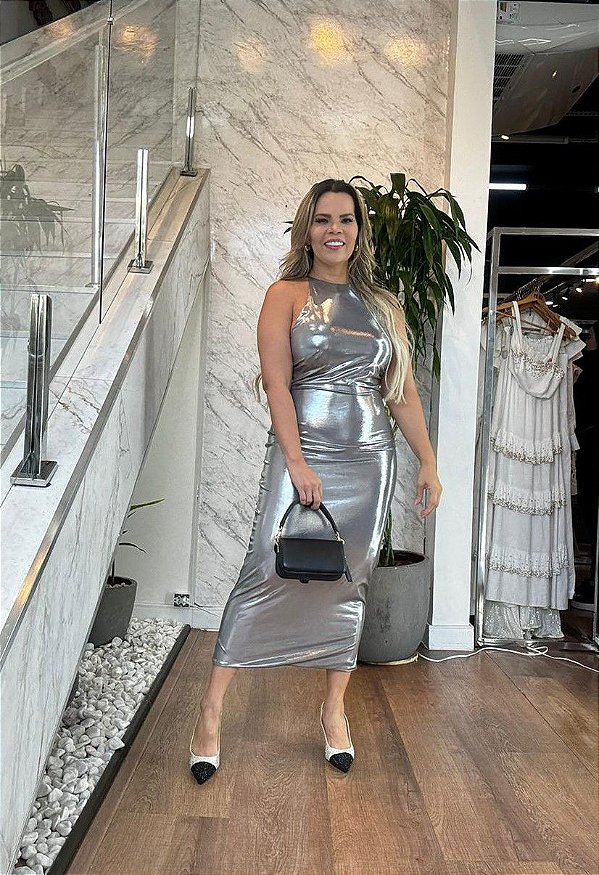 VESTIDO MIDI LIQUID METAL