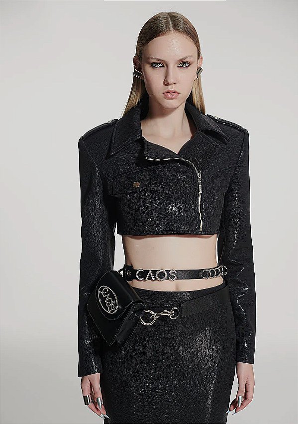 Jaqueta cropped caviar