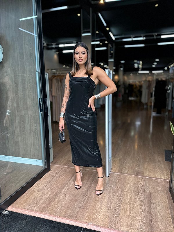 VESTIDO MIDI PESPONTOS