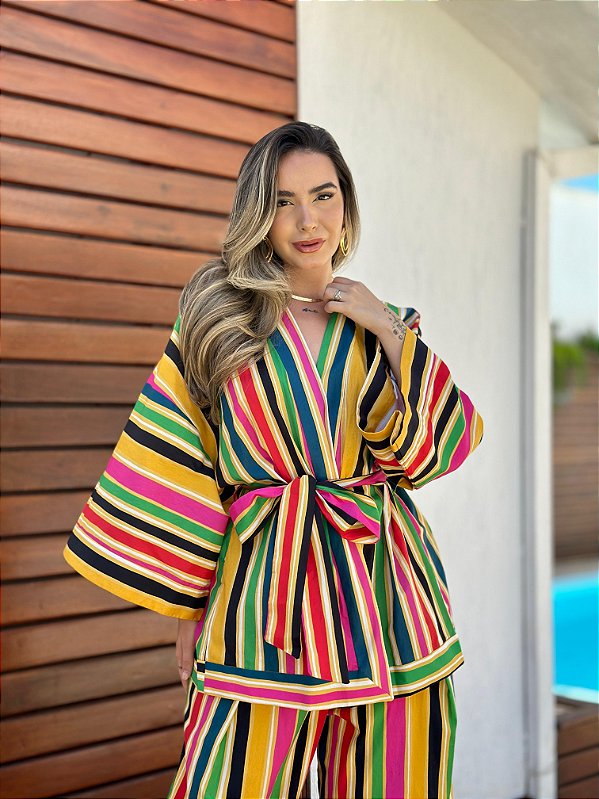 KIMONO LISTRA RAINBOW