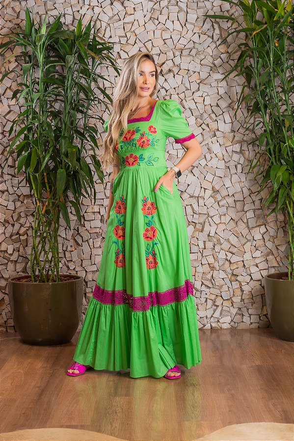 VESTIDO LONGO BORDADO