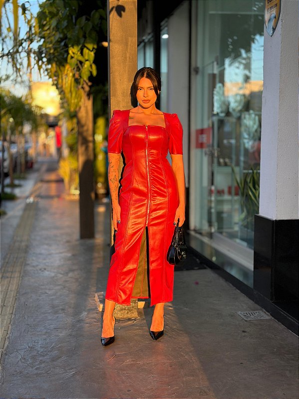 VESTIDO PU SUPER MIDI COM ZIPER