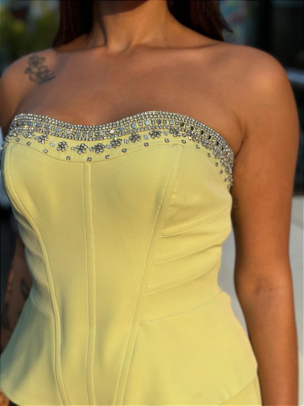 CORSELET DE ALFAIATARIA BORDADO