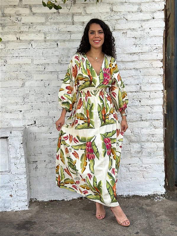 VESTIDO LENÇO FOLHAGEM DE VERÃO