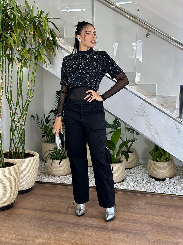 CALÇA CARGO DE SARJA