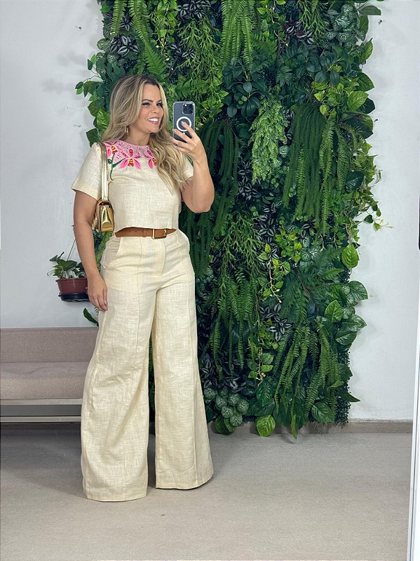 CALÇA WIDE LEG COM CINTO