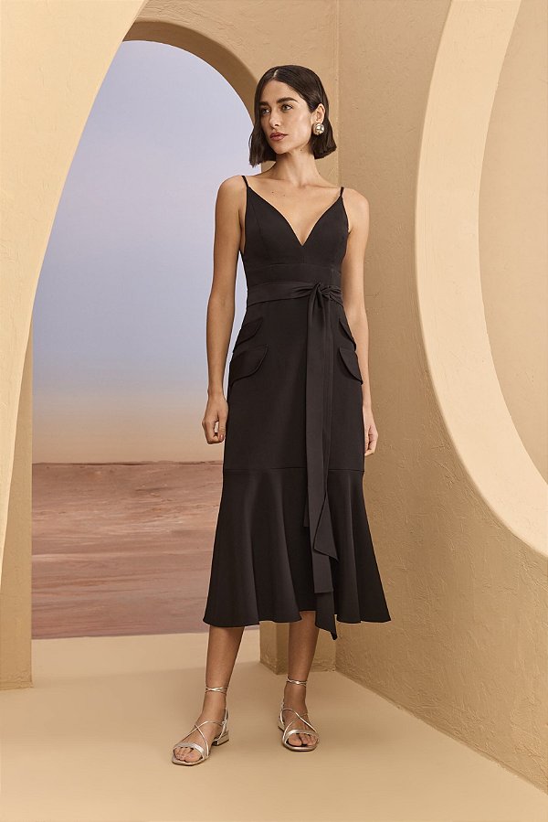 VESTIDO MAXI MIDI SMOOKING