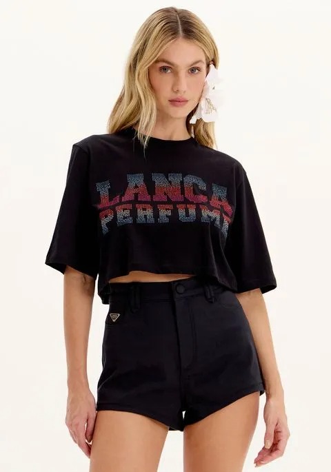 T-SHIRT CROPPED MANGA CURTA