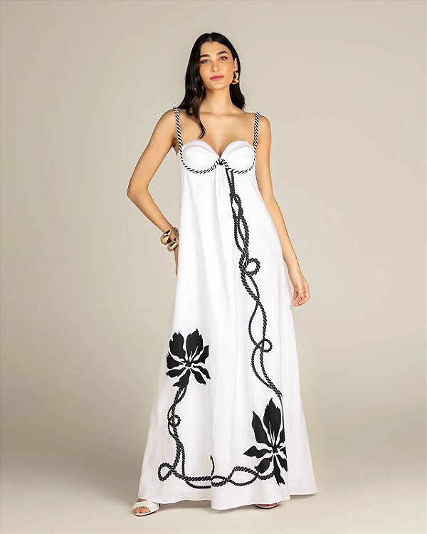 VESTIDO LONGO ESTAMPA CORDAS