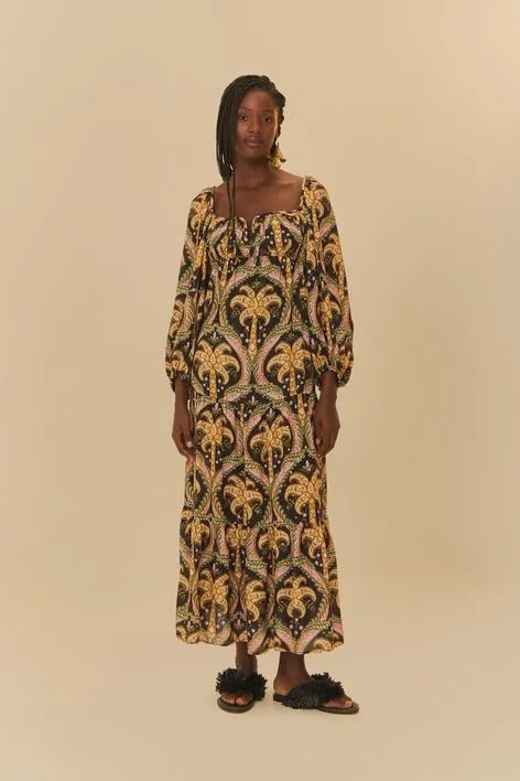VESTIDO LONGO LUREX CAMAFEU TROPICAL