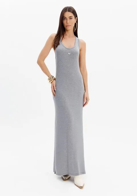 VESTIDO CANELADO SEM MANGA