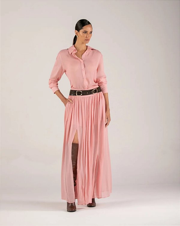 CONJUNTO CAMISA E SAIA FENDAS CREPE DE VISCOSE